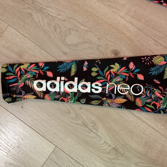 Adidas Neo x Llew Mejia Black Floral Leggings Size Small - Picture 3 of 4